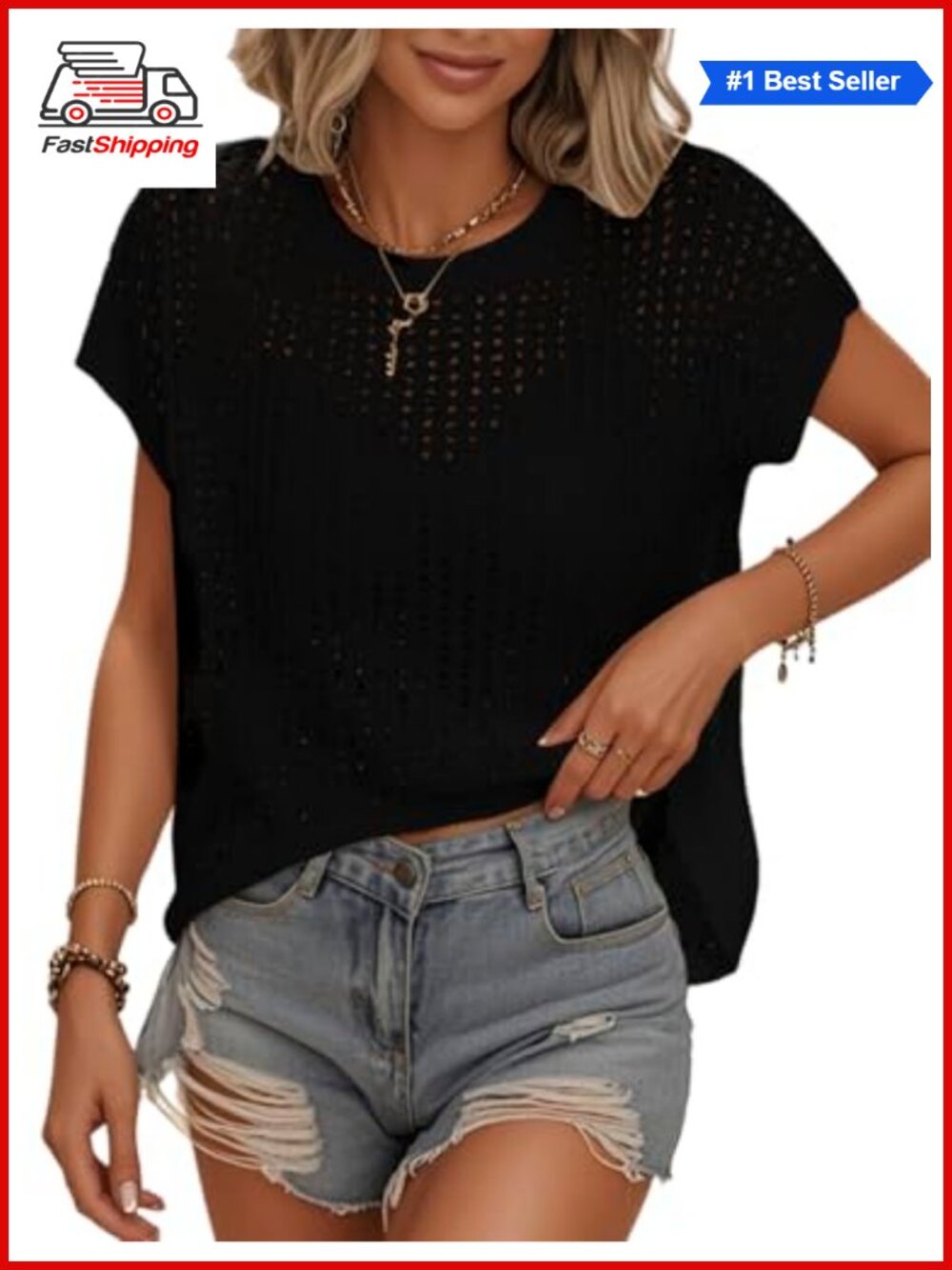 Womens Crochet Sweater Vest Cap Sleeve Cover Up Tank Top